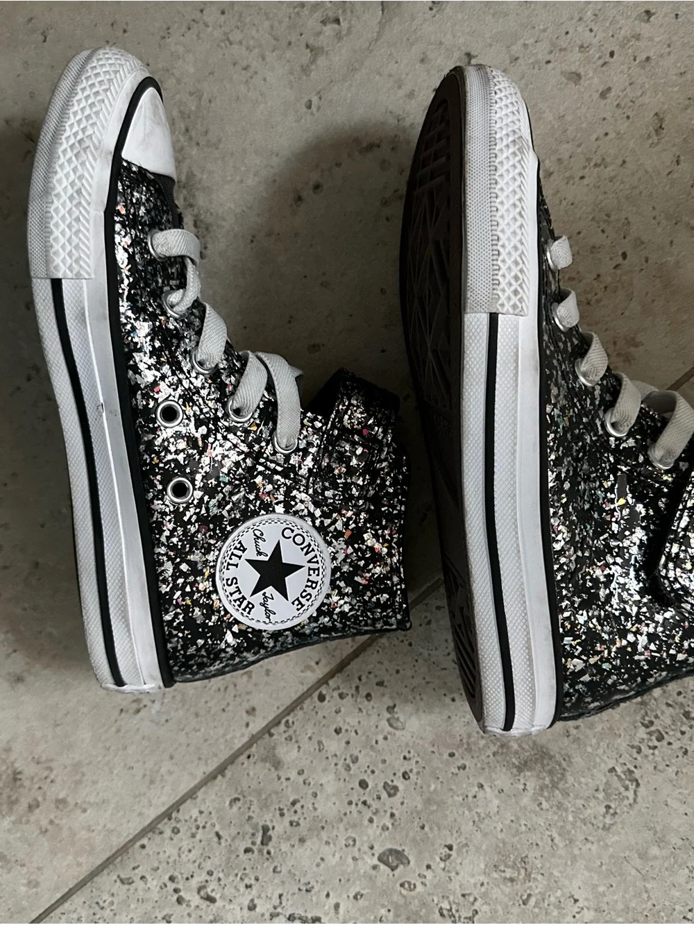 Converse Kids Black Multi-Glitter High Top Sneakers